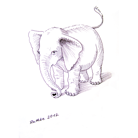 Mirko Rathke kleiner Elefant Sepia Zeichnung 2012