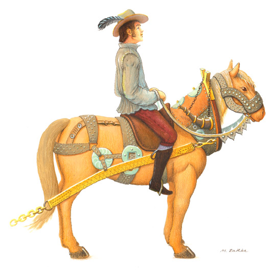 Reiter und Pferd um 1840